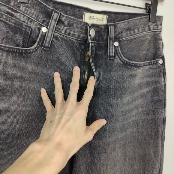 Madewell Baggy Straight Jeans Womens 26 Charcoal Cavell Wash Ripped Edition Y2K - Picture 3 of 10